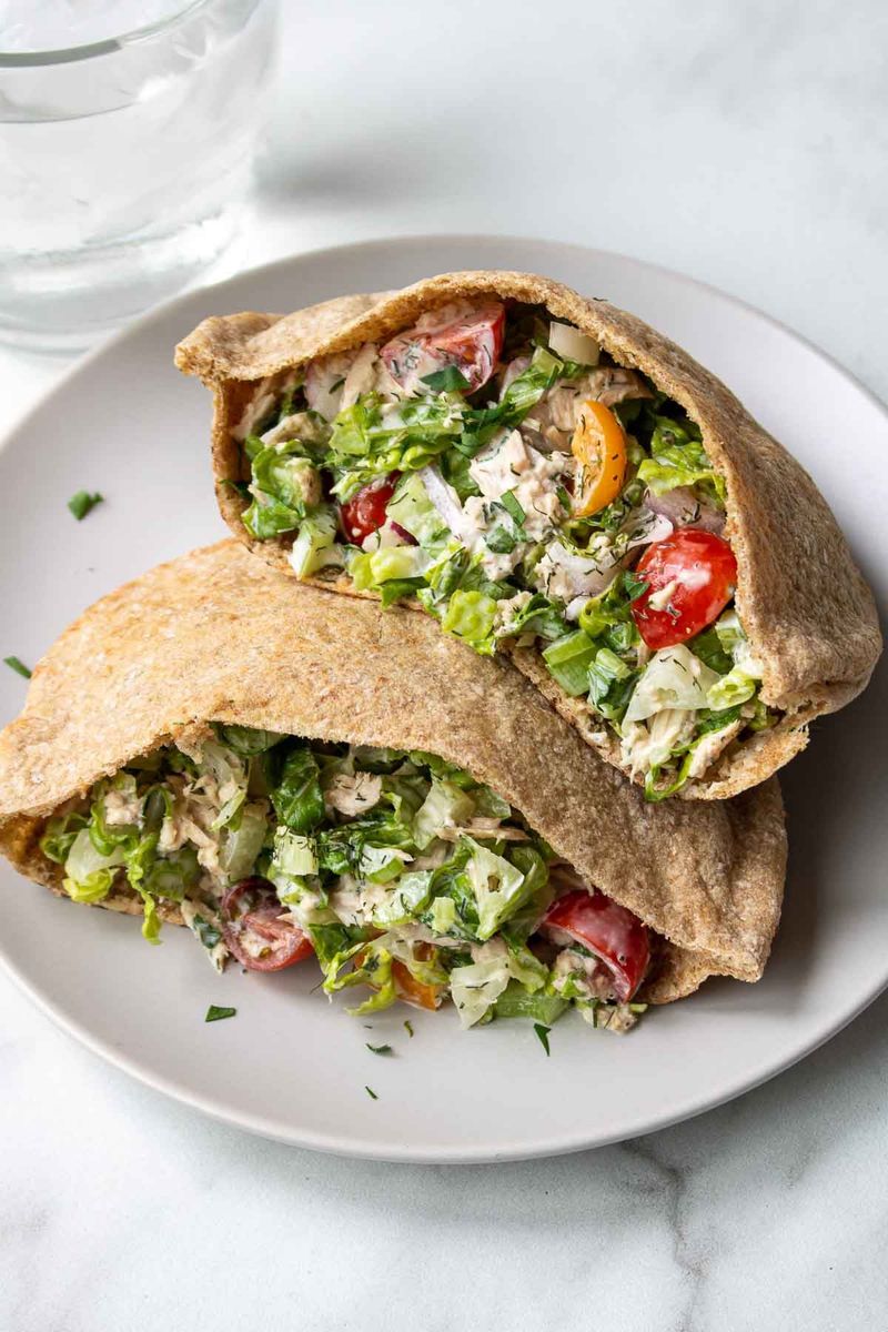 Tuna Salad Stuffed in a Whole Wheat Pita