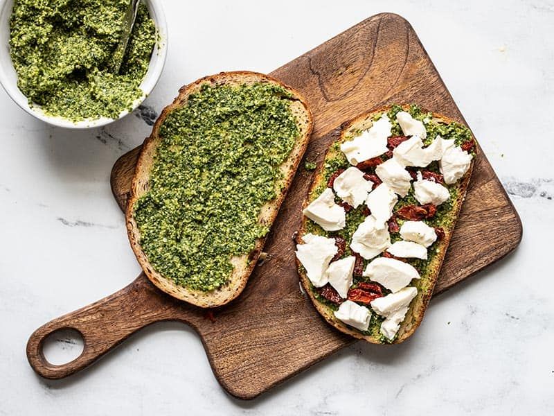 Pesto and Sun-Dried Tomato Toast
