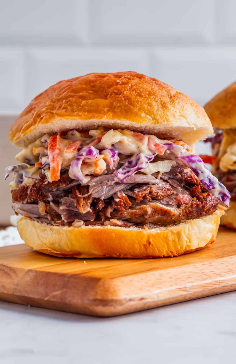 Pulled Pork with Coleslaw on Brioche