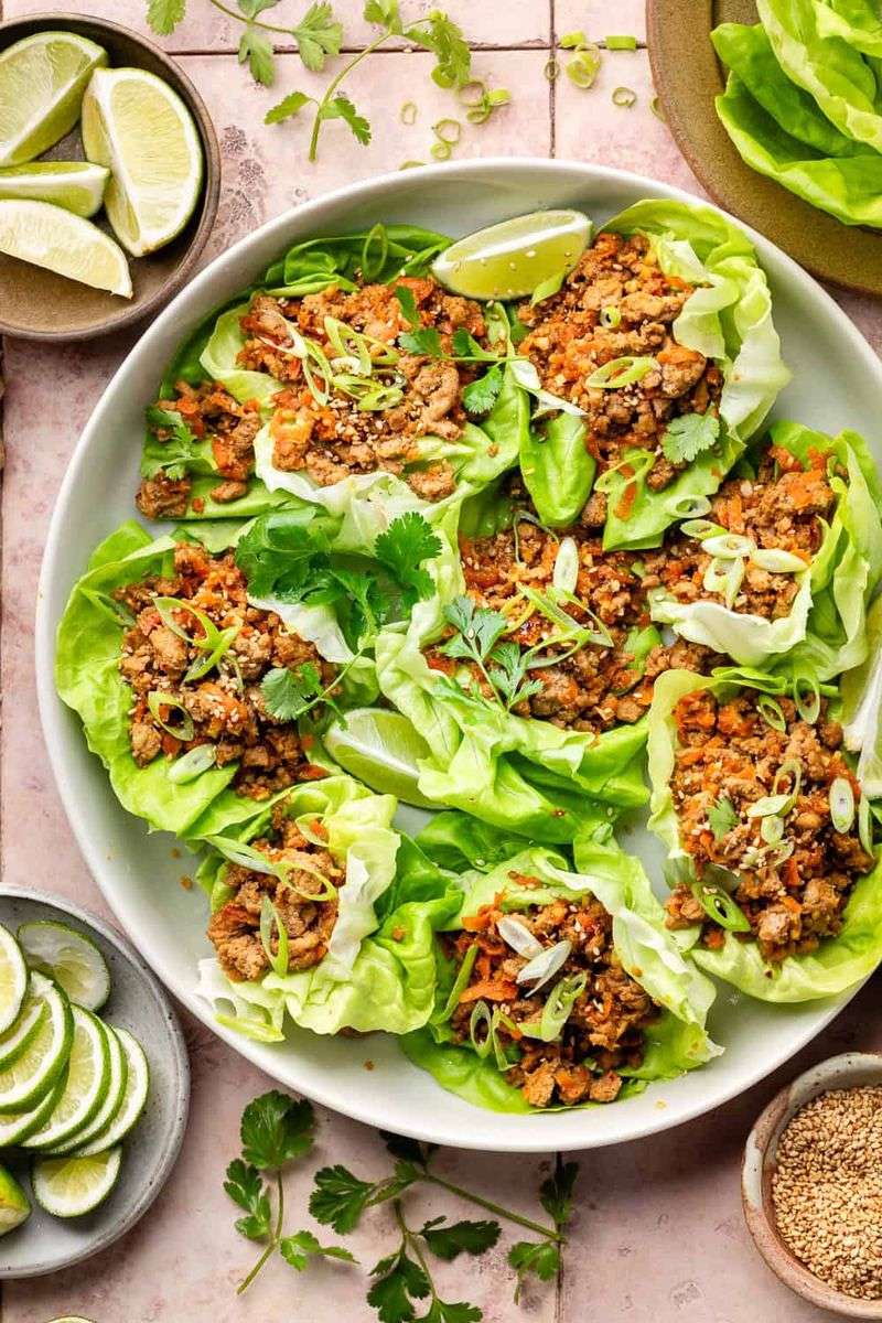 Asian-Inspired Lettuce Wraps with Ground Turkey