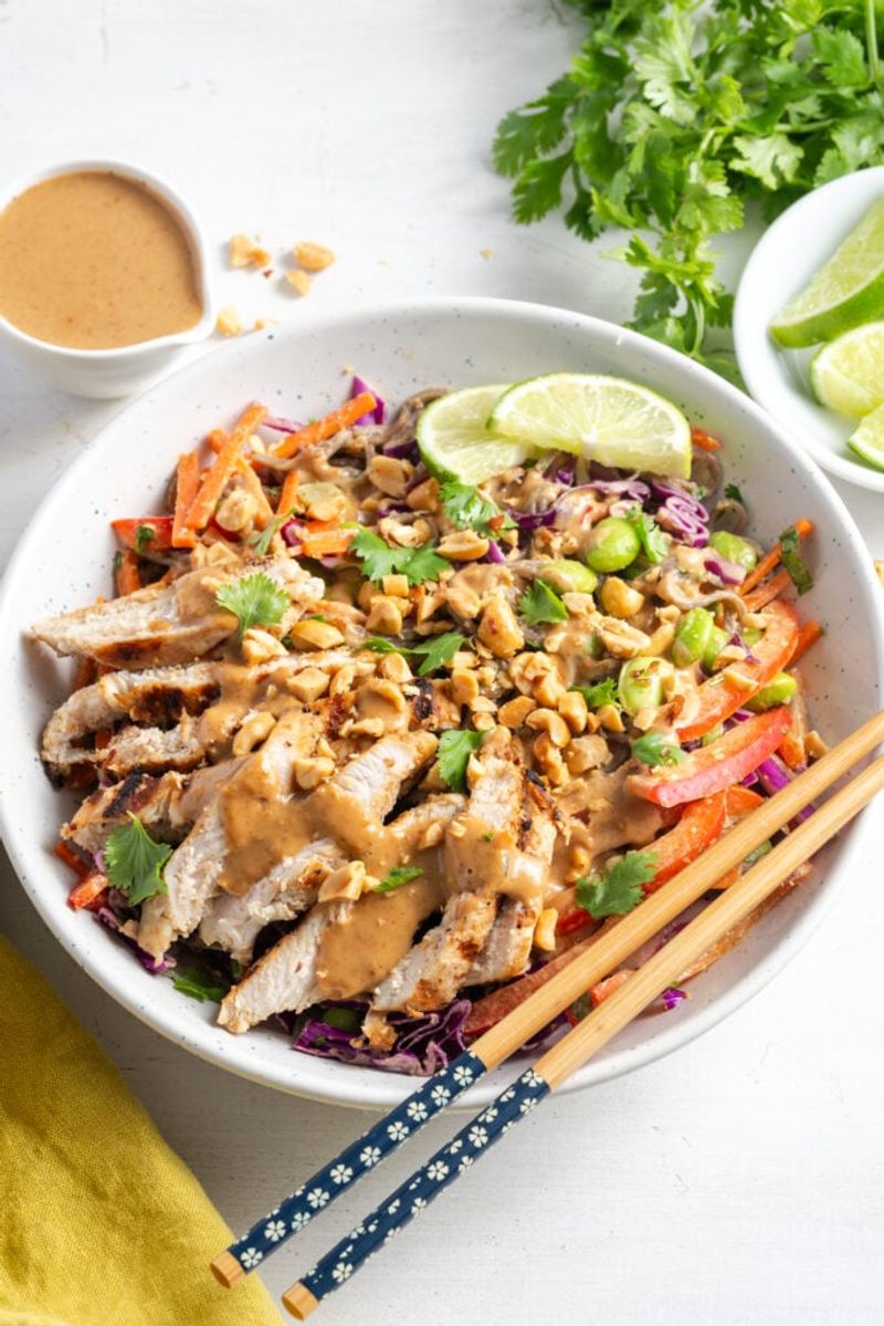 Spicy Peanut Noodle Salad with Chicken