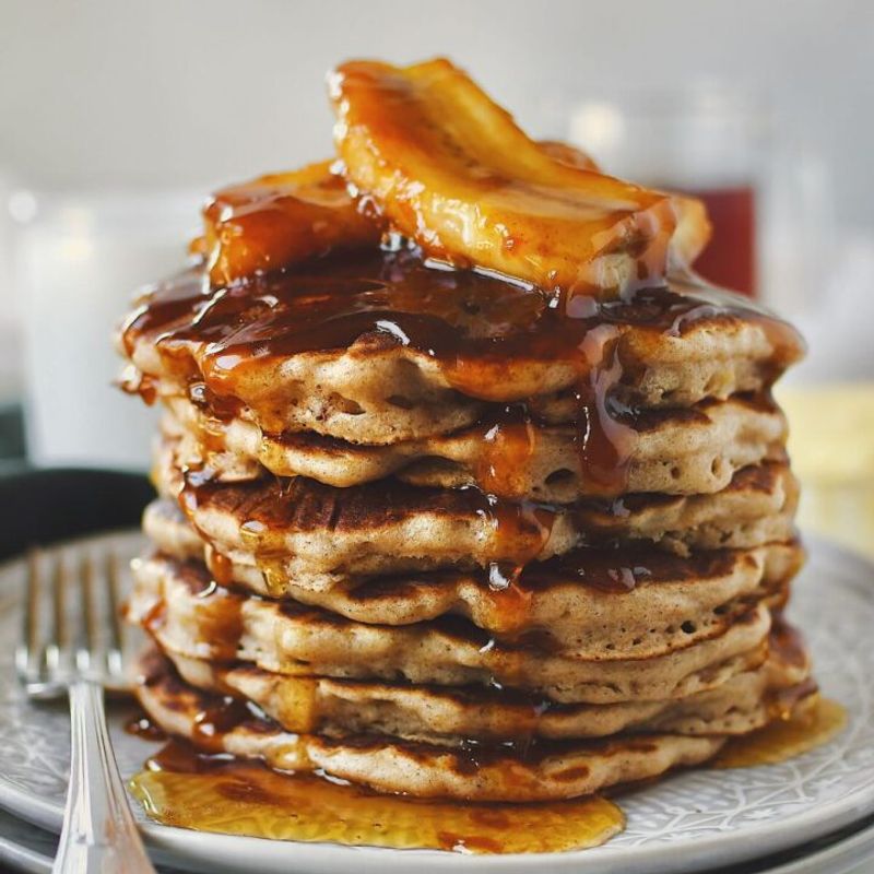 Banana Pancakes with Caramel Drizzle