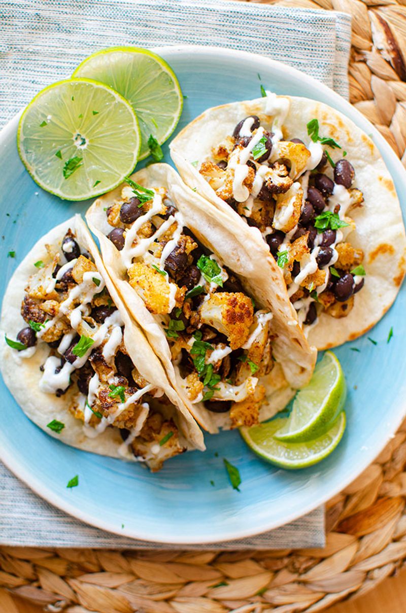 Spiced Cauliflower and Black Bean Sheet Pan Tacos