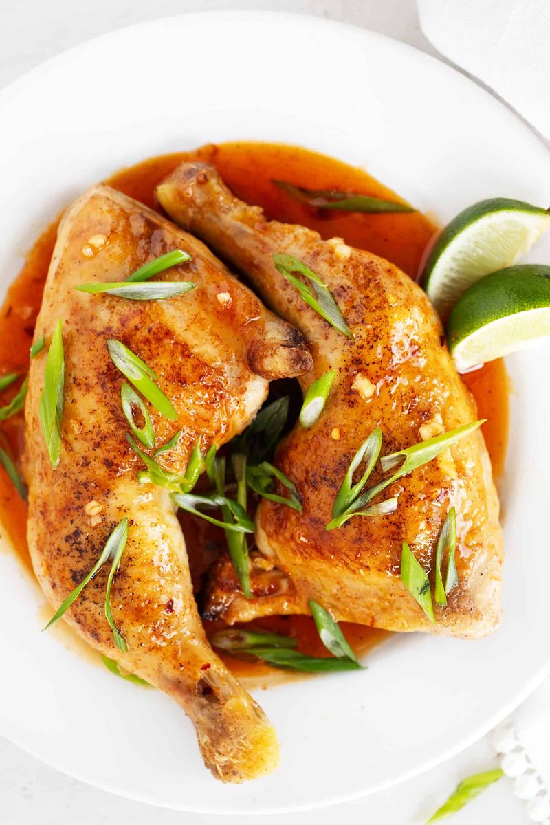 Hot Honey Lemon Herb Grilled Chicken Quarters