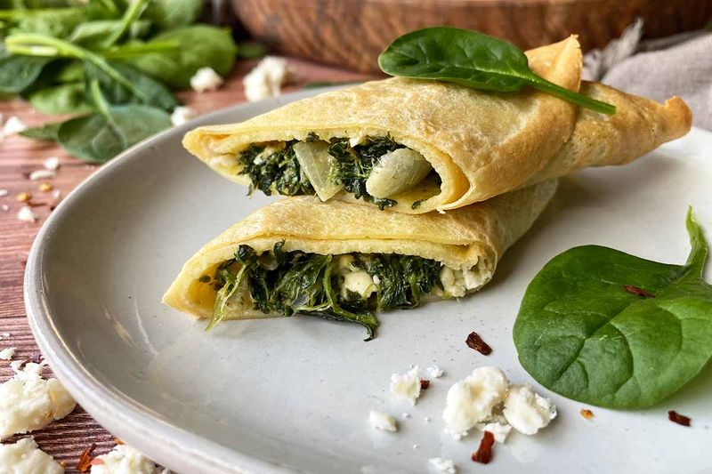 Egg and Spinach Stuffed Crepes