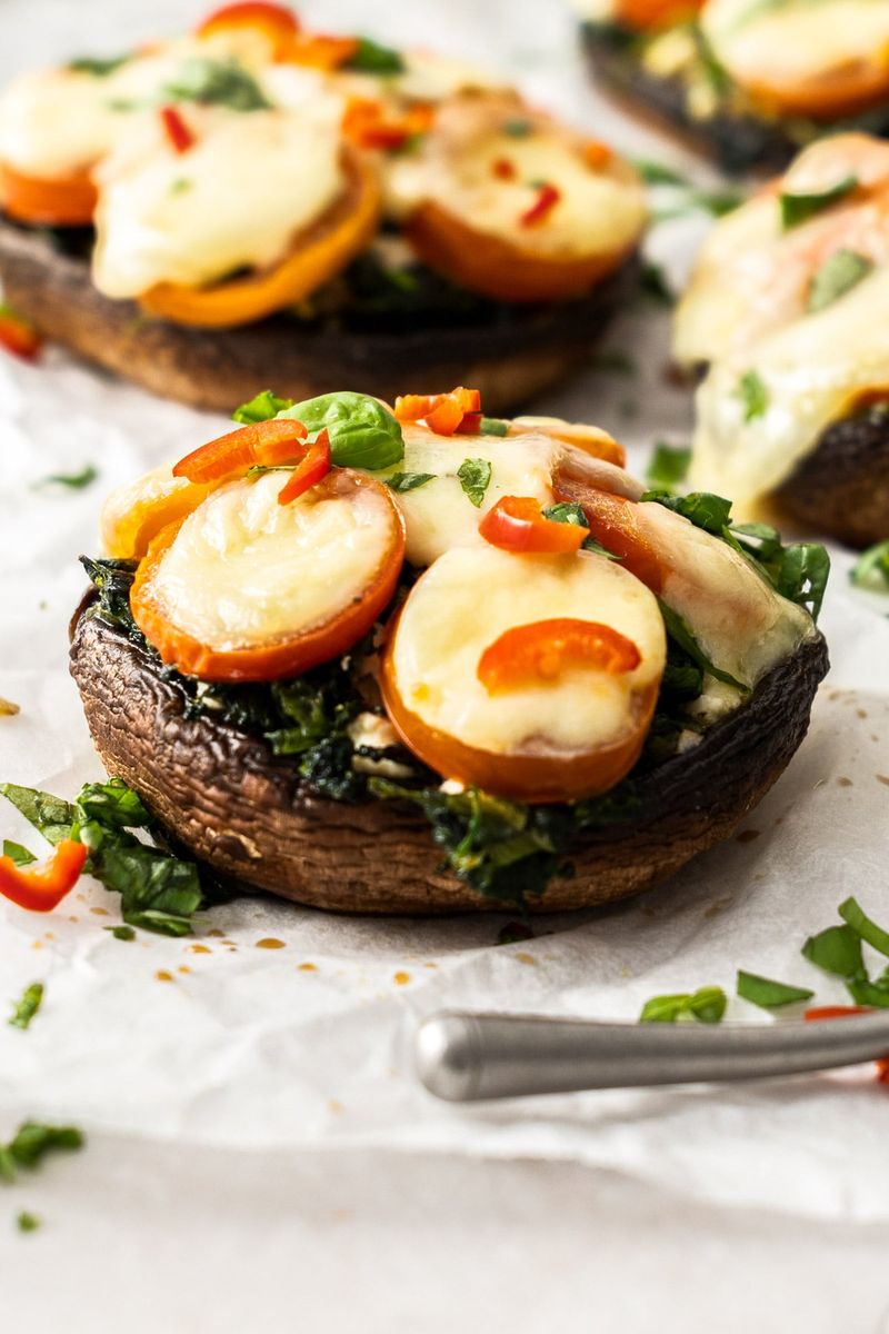 Pesto and Mozzarella Stuffed Mushrooms