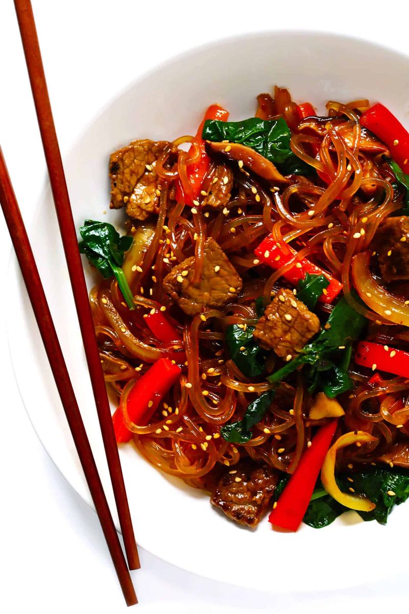 Japchae with Beef (Glass Noodle Stir-Fry)