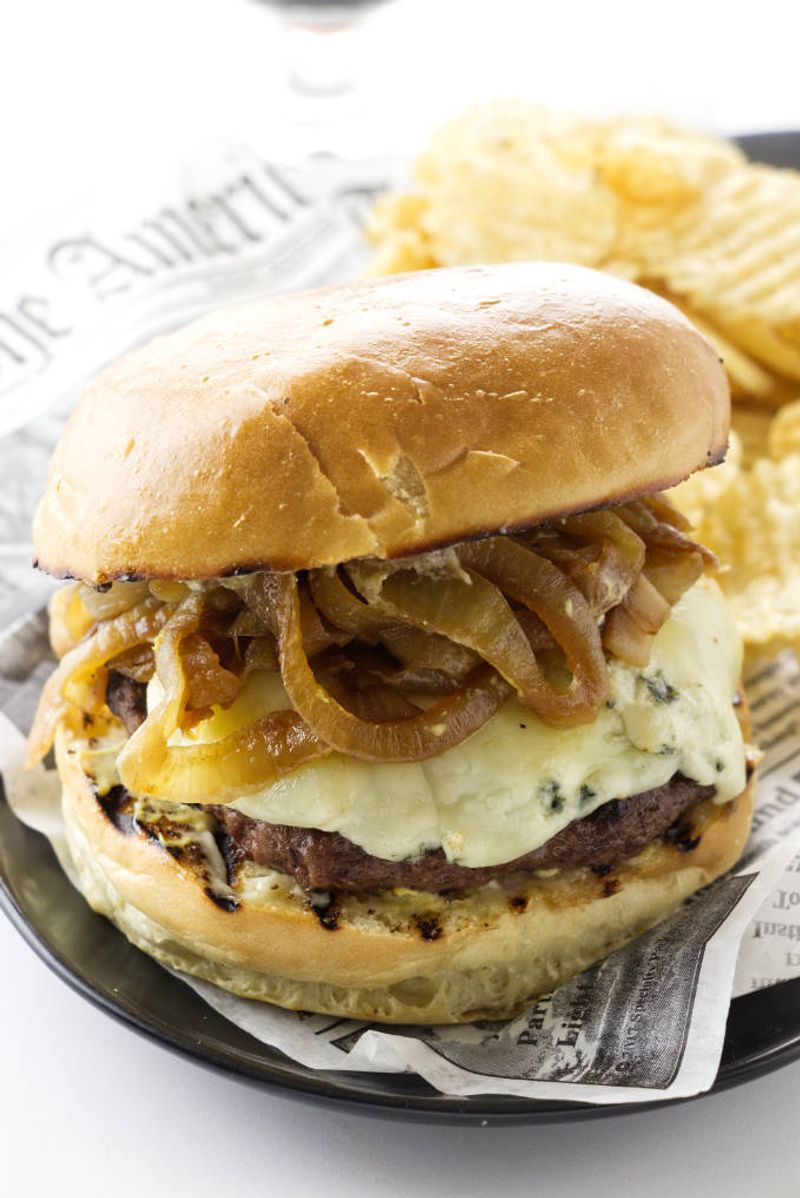 Blue Cheese and Caramelized Onion Burger