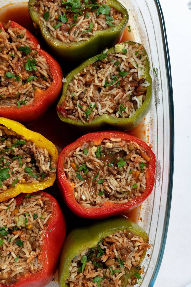 Stuffed Bell Peppers with Spiced Rice and Meat