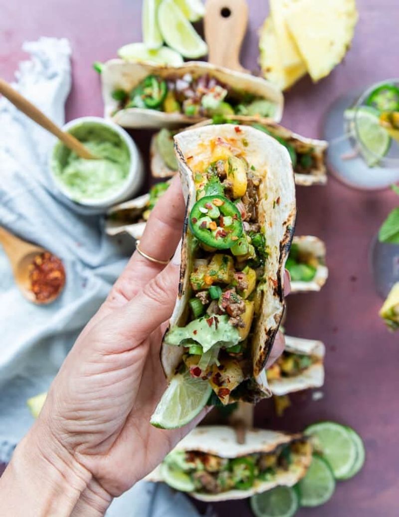 Lamb Mince Tacos with Harissa Slaw