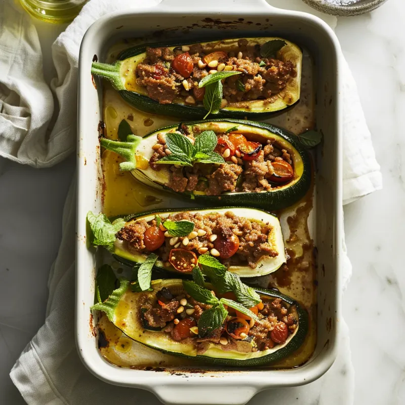 Lamb Mince Stuffed Zucchini Boats