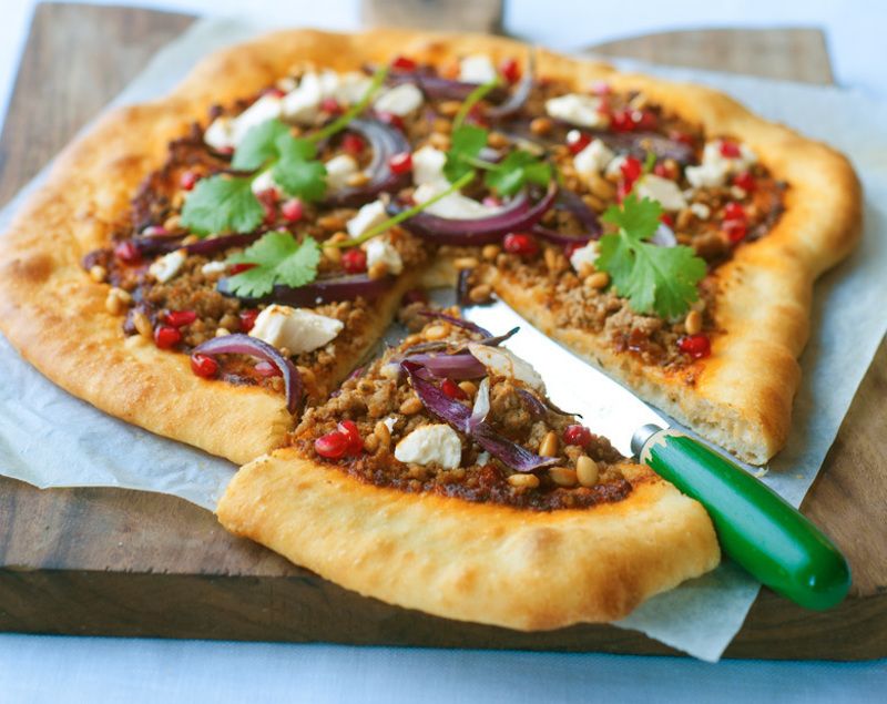 Lamb Mince Pizza with Pomegranate and Mint