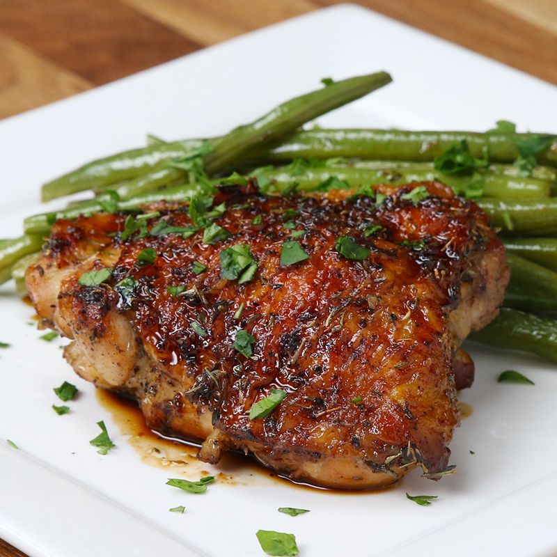 Honey Garlic Chicken Thighs with Green Beans