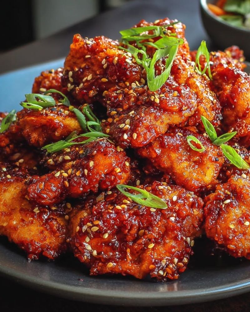 Korean Fried Chicken With Gochujang Glaze