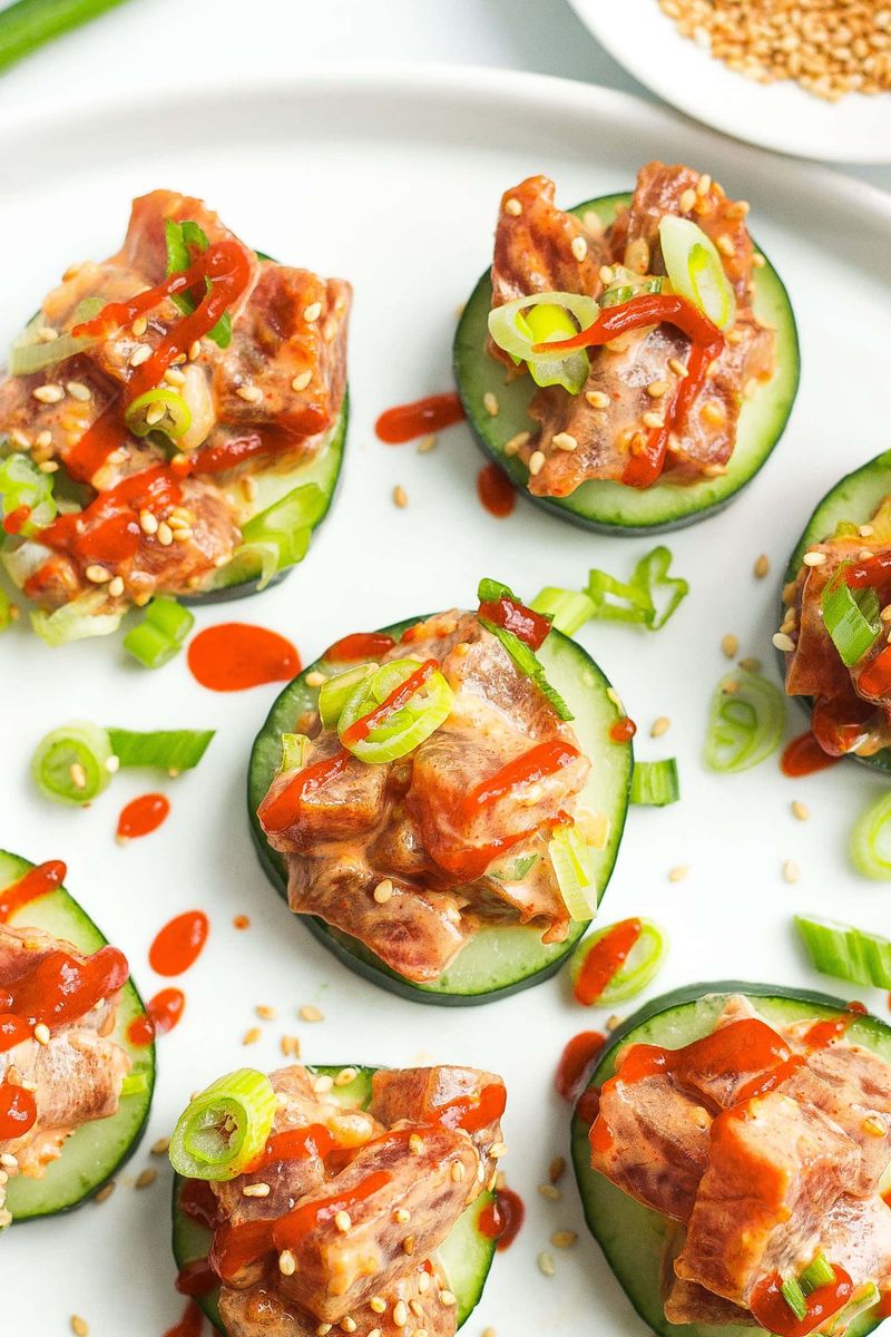 Spicy Tuna Cucumber Bites