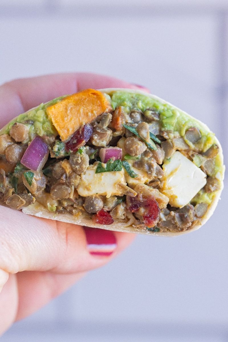 Lentil and Roasted Veggie Wrap