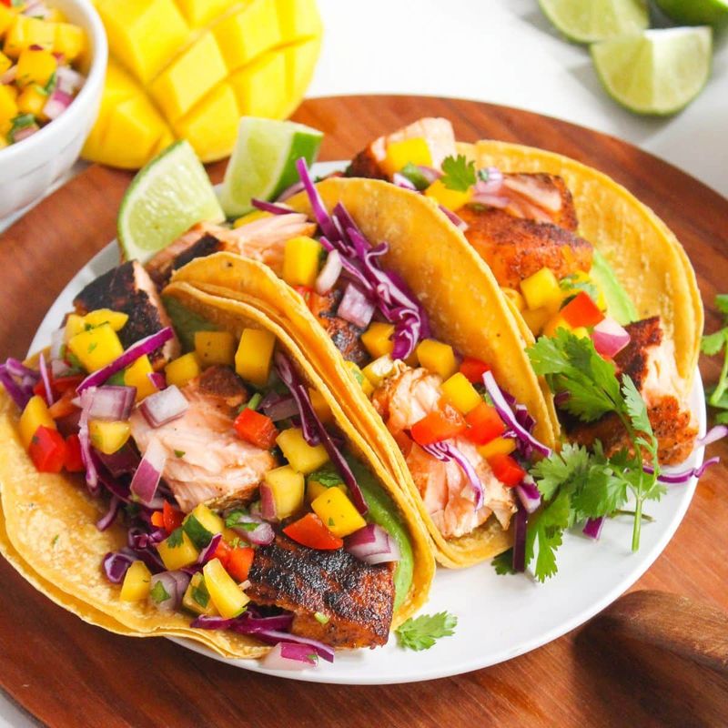 Salmon Tacos with Mango Salsa