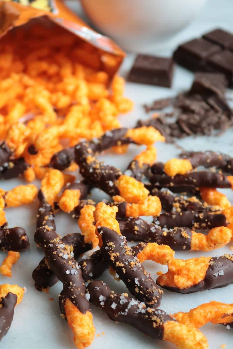 Flamin Hot Cheeto Chocolate Bark