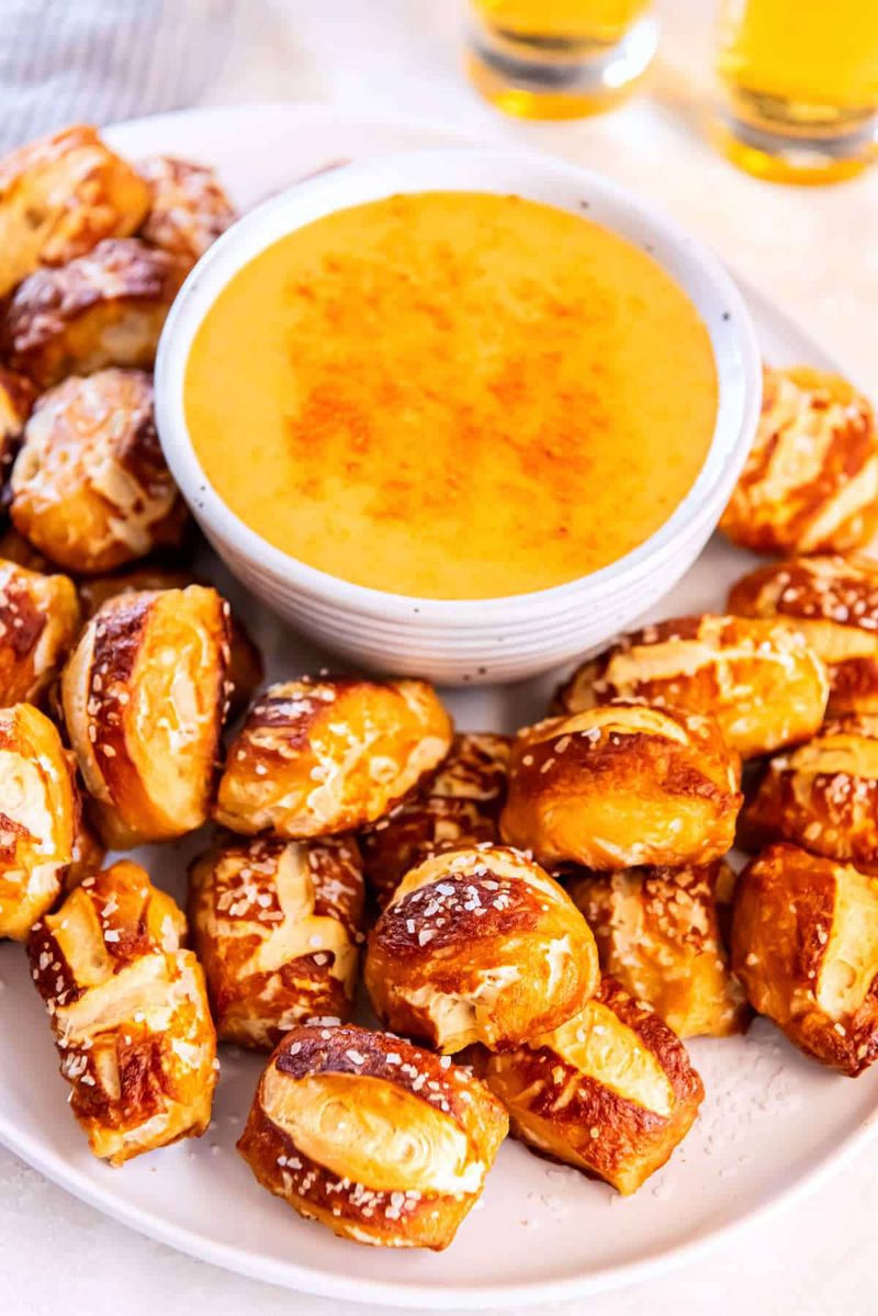 Soft Pretzel Bites with Cheese Sauce