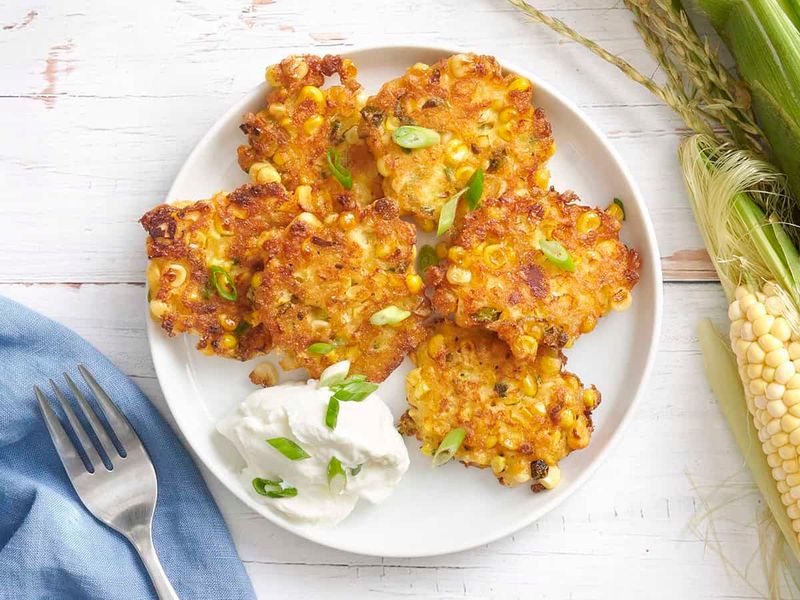 Sweetcorn Fritters with Sour Cream Dip