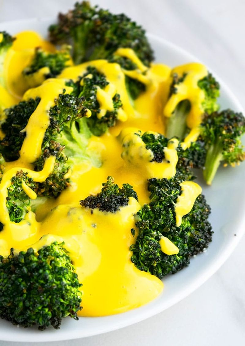 Microwave Steamed Broccoli with Cheese Sauce