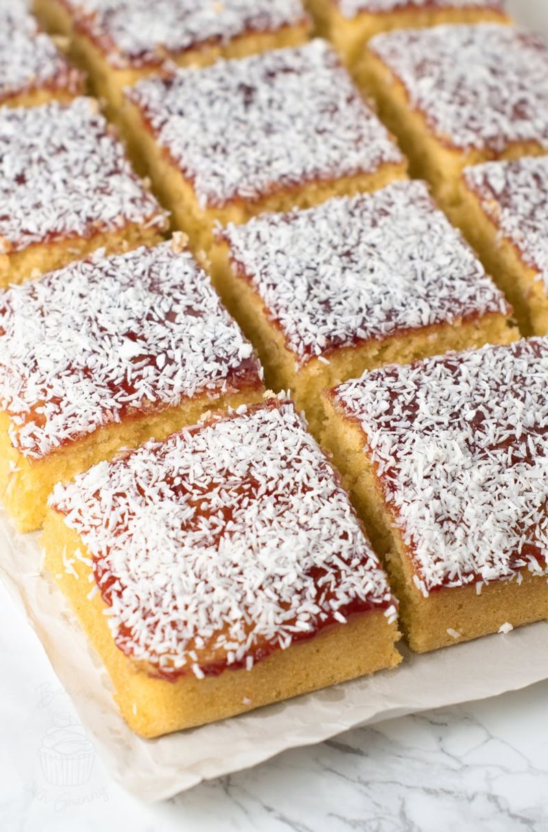 Coconut and Jam Traybake