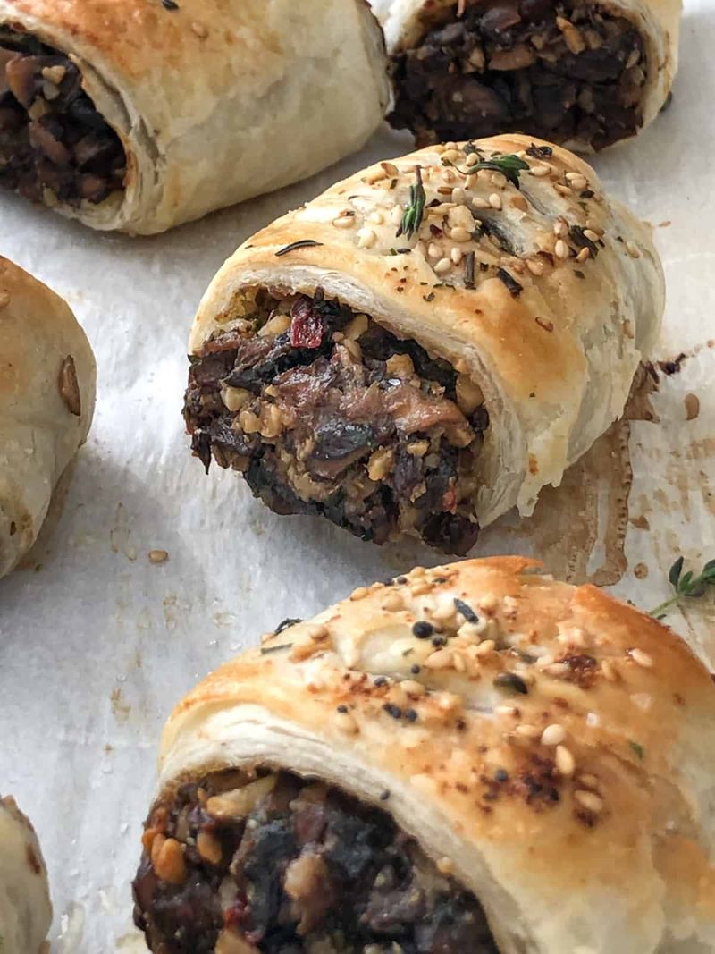Mushroom and Thyme Vegetarian Sausage Rolls