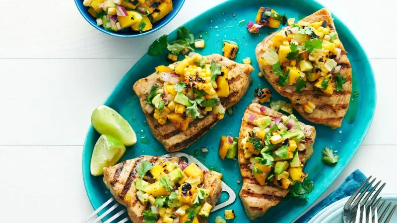 Spicy Grilled Swordfish with Mango Salsa