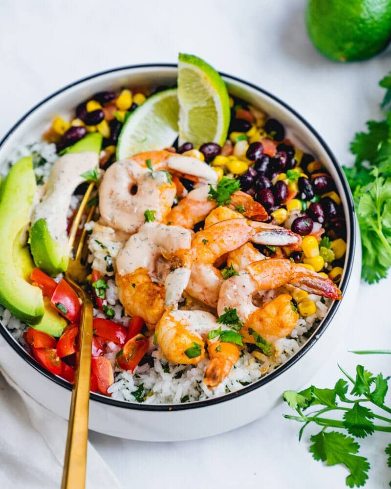 Shrimp Taco Bowl with Cilantro Lime Rice