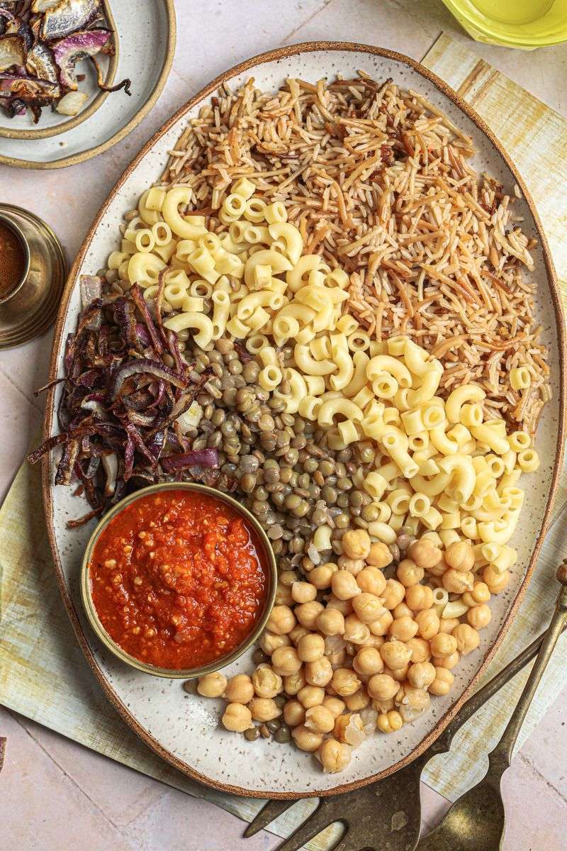 Koshari (Egyptian Rice, Lentils, and Pasta)