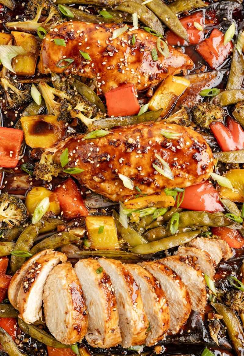 Teriyaki Chicken with Bell Peppers and Snap Peas