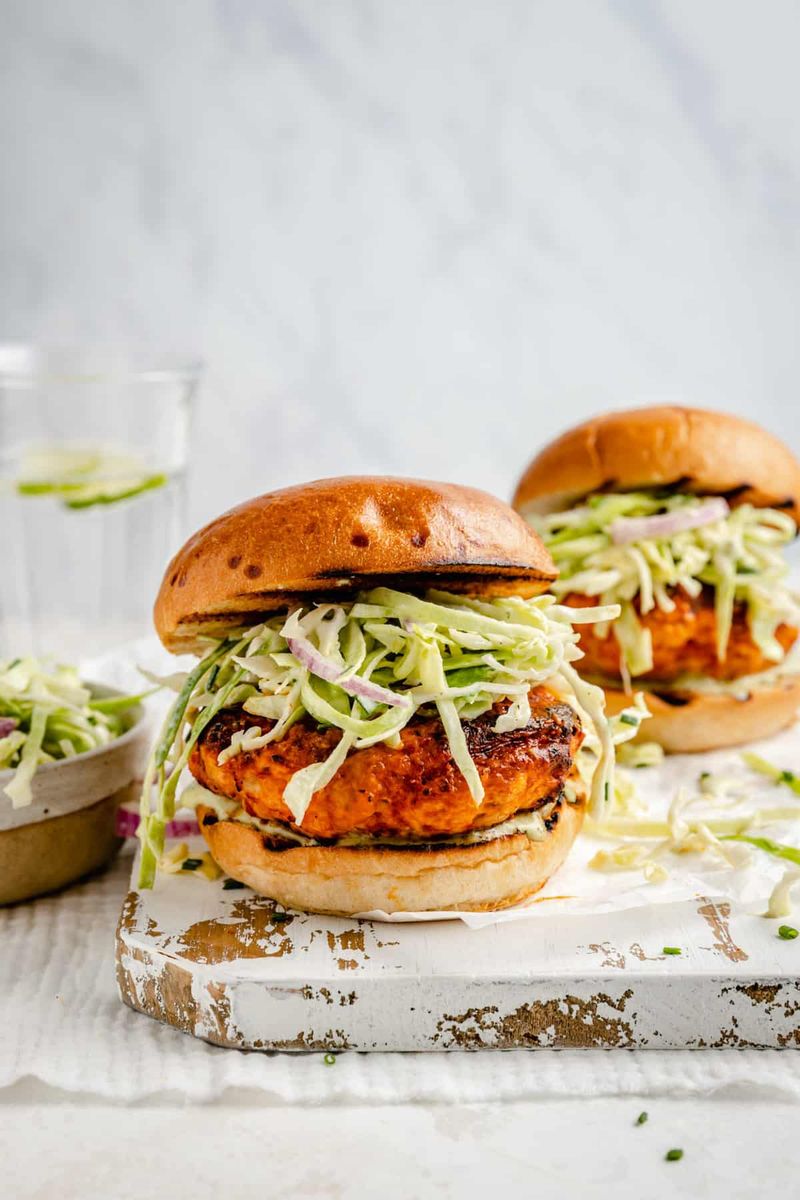 Buffalo Chicken Sandwich with Blue Cheese Slaw