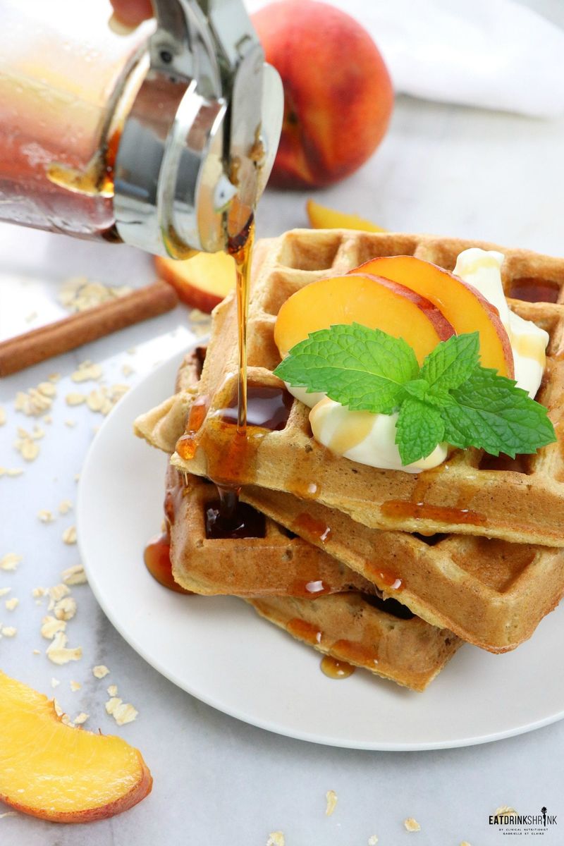 Peach And Honey Ricotta Waffles