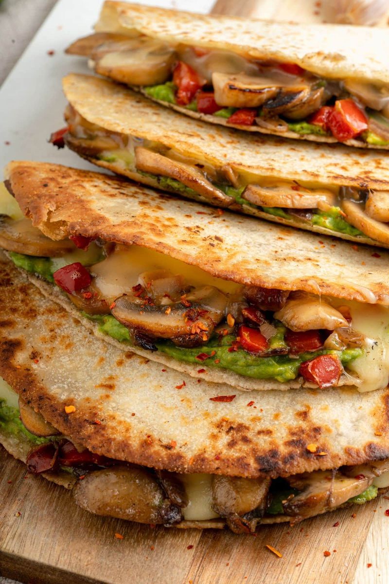 Mushroom Quesadillas With Melted Cheese