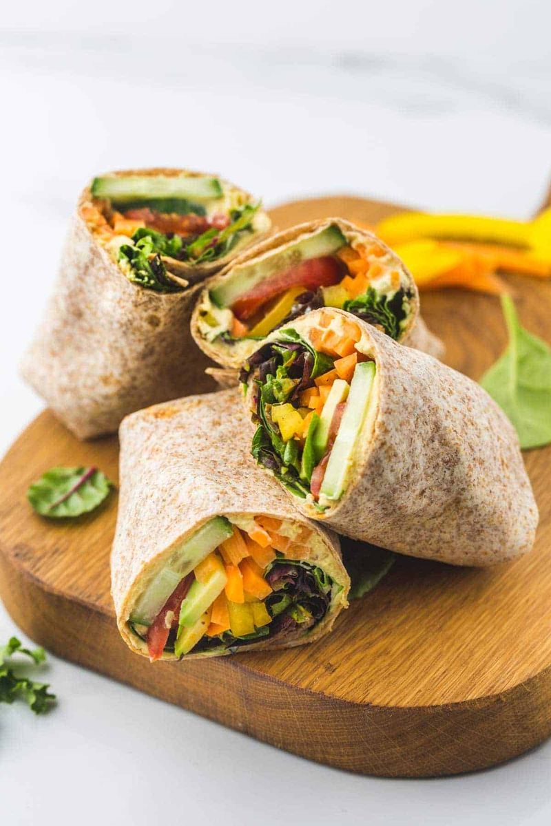 Hummus and Roasted Veggie Breakfast Wrap