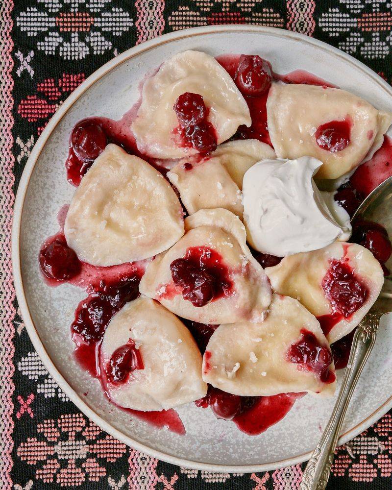 Ukrainian Varenyky with Sour Cherry Filling