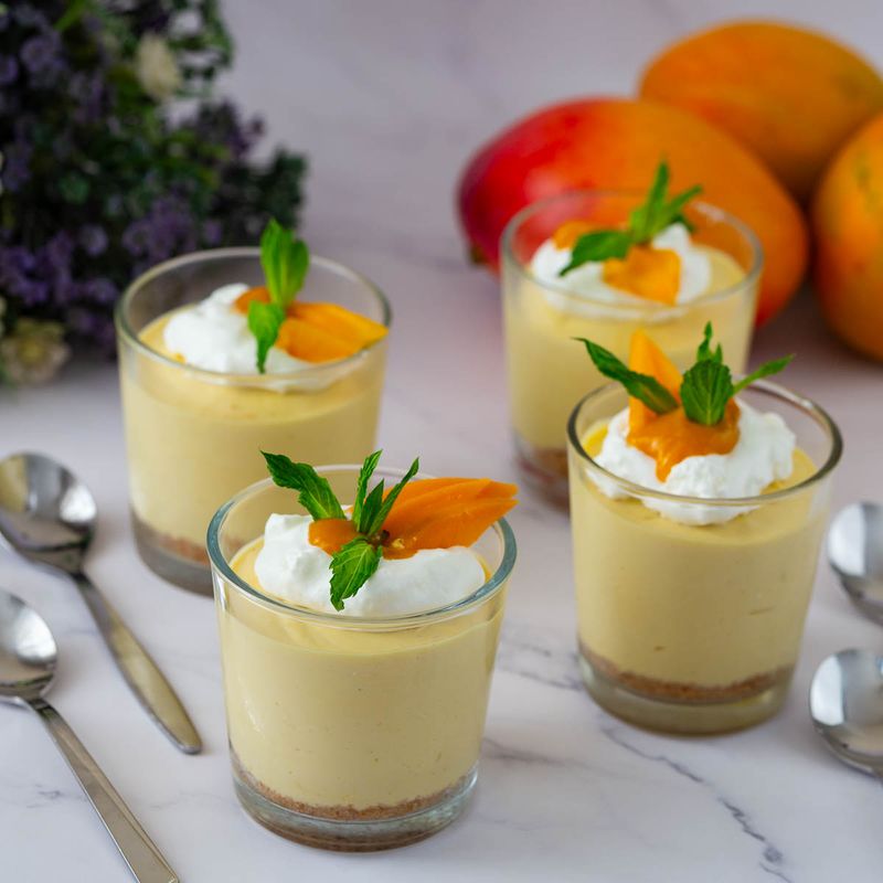 Mango Coconut No Bake Cheesecake Cups