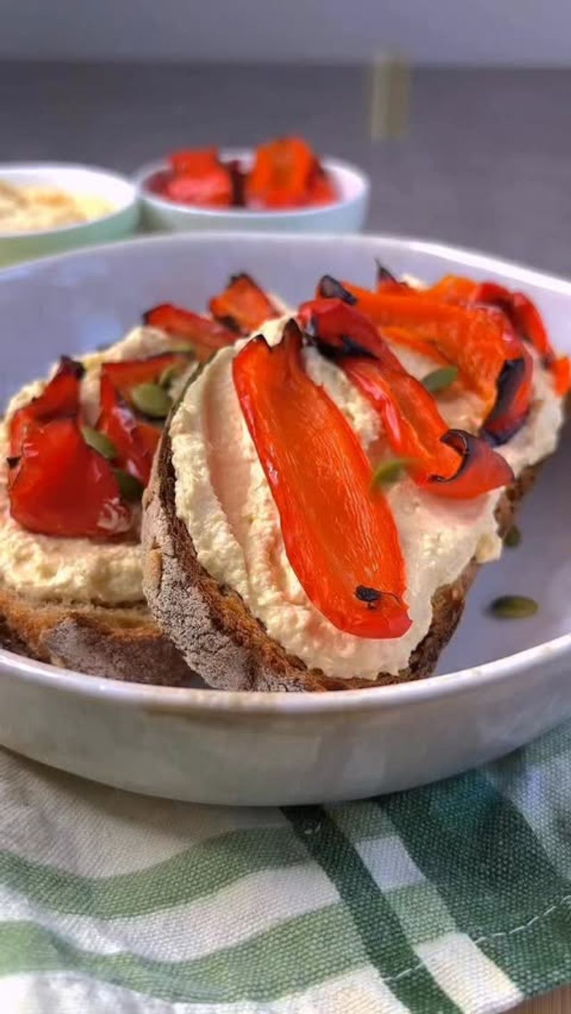 Hummus and Roasted Red Pepper Toast