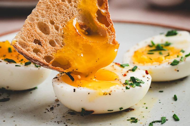 Hard-Boiled Eggs With Cheddar Cheese and an Orange