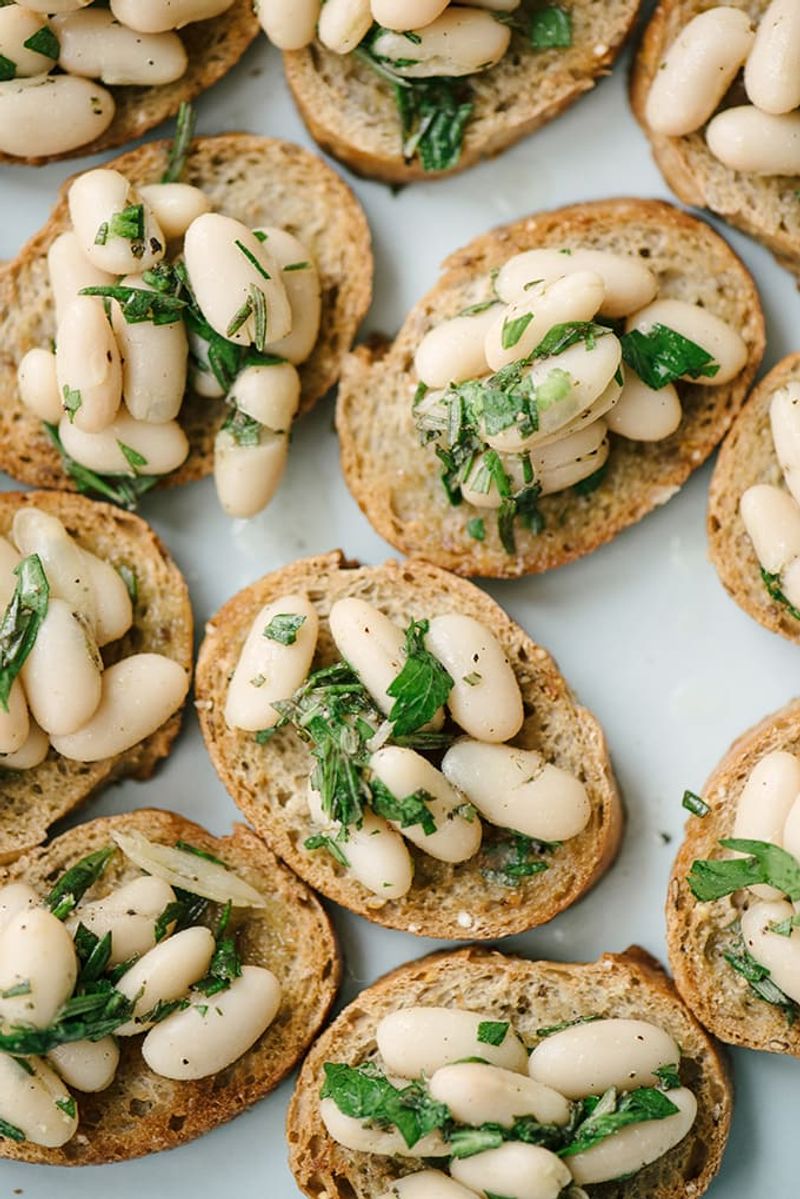 Smashed White Bean Crostini