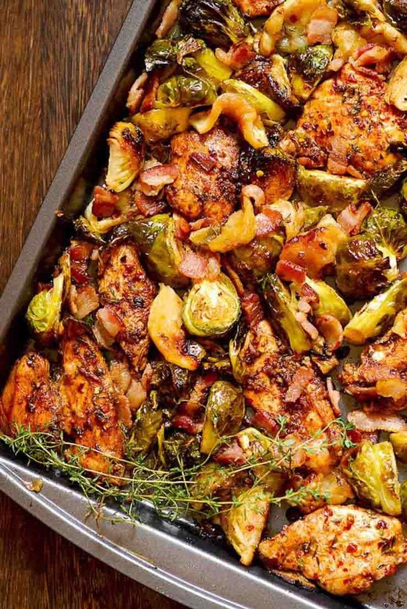 Balsamic Glazed Chicken with Brussels Sprouts and Bacon