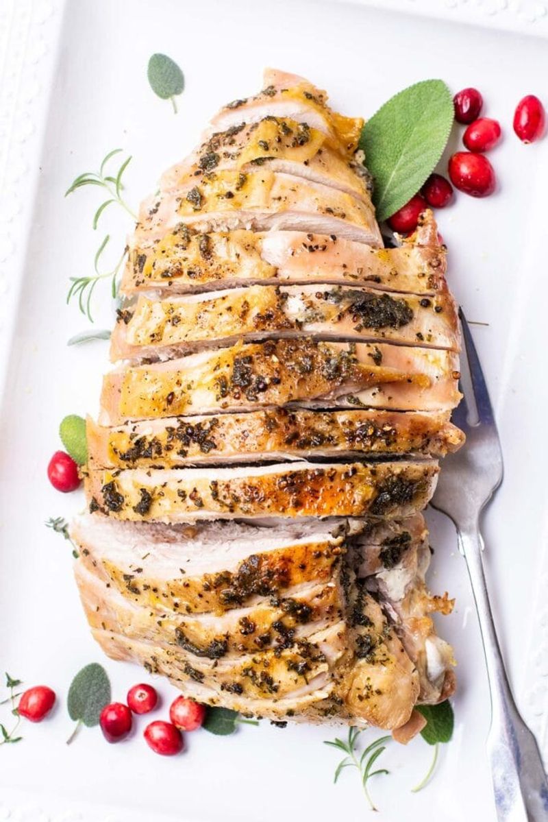 Herb-Roasted Turkey Breast With Root Vegetables and Sauerkraut
