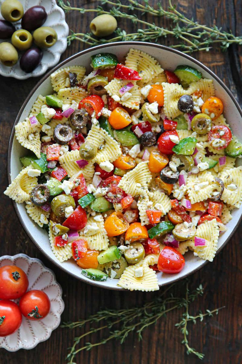 Greek-Style Pasta with Olives and Feta