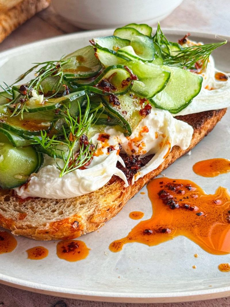 Korean-Style Cucumber Salad Toast