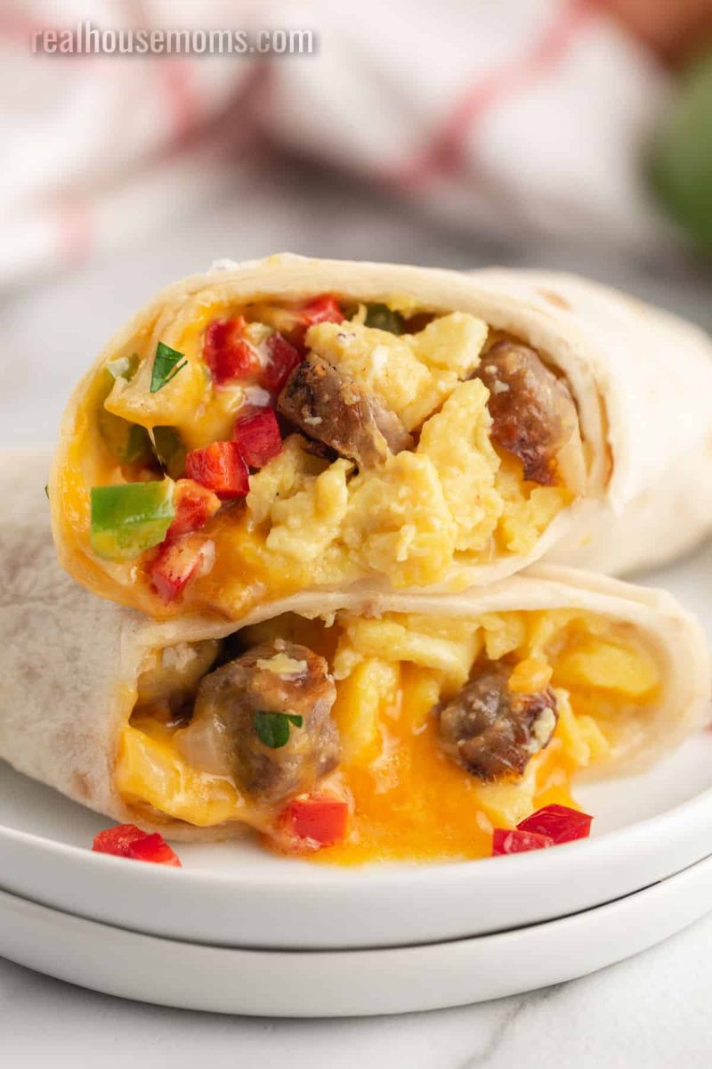 Sausage, Egg, and Pepper Breakfast Wrap
