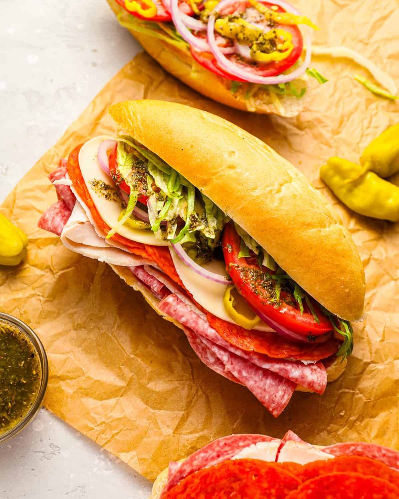 Italian Sub with Salami and Pepperoncini