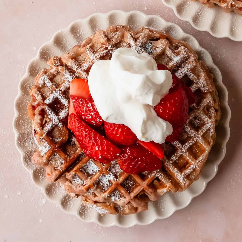 Granola Waffle Topping with Whipped Cream