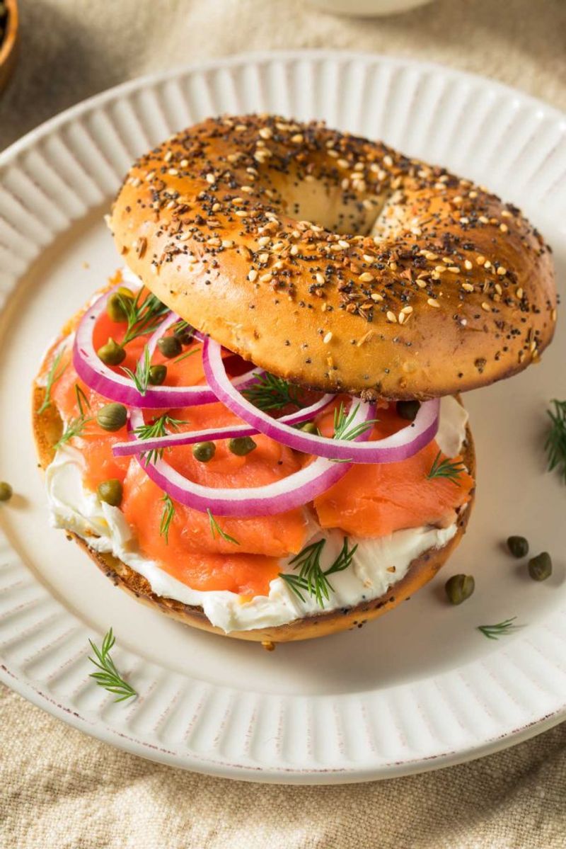 Cream Cheese and Everything Bagel Seasoning with Smoked Salmon