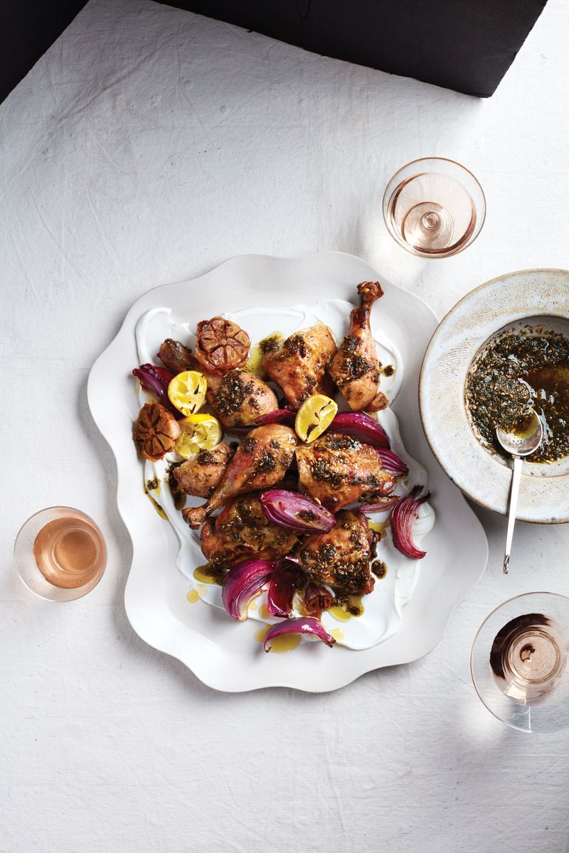 Za'atar Roasted Chicken with Flatbread and Yoghurt