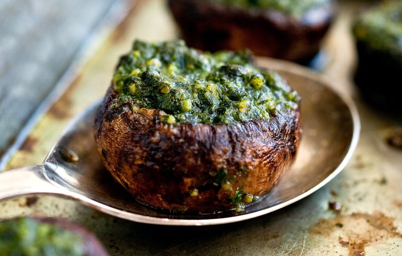 Pesto Stuffed Mushrooms